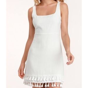 Lulus Feel the Sunshine White Tassel Mini Dress